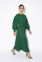 Load image into Gallery viewer, Plisse Lantern Sleeve Midi Dress
