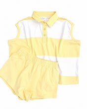 Load image into Gallery viewer, Yellow &amp; White Collared Short Set
