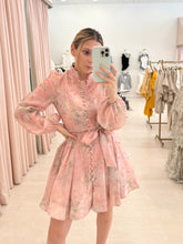 Load image into Gallery viewer, Blush Floral Tie Waist Flared Mini Dress
