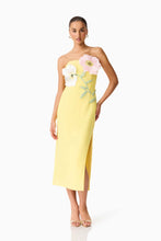Load image into Gallery viewer, Hope Strapless Midi Dress in Yellow
