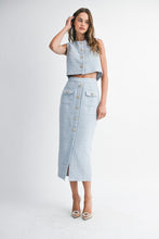 Load image into Gallery viewer, Sleeveless Tweed Crop Top And Midi Skirt Set
