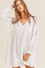 Load image into Gallery viewer, Linen Button Up Lace Dress
