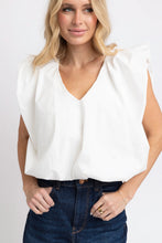 Load image into Gallery viewer, Bubble Poplin V Neck Top
