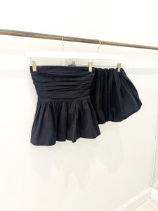 Bubble Peplum Tube Top Short Set