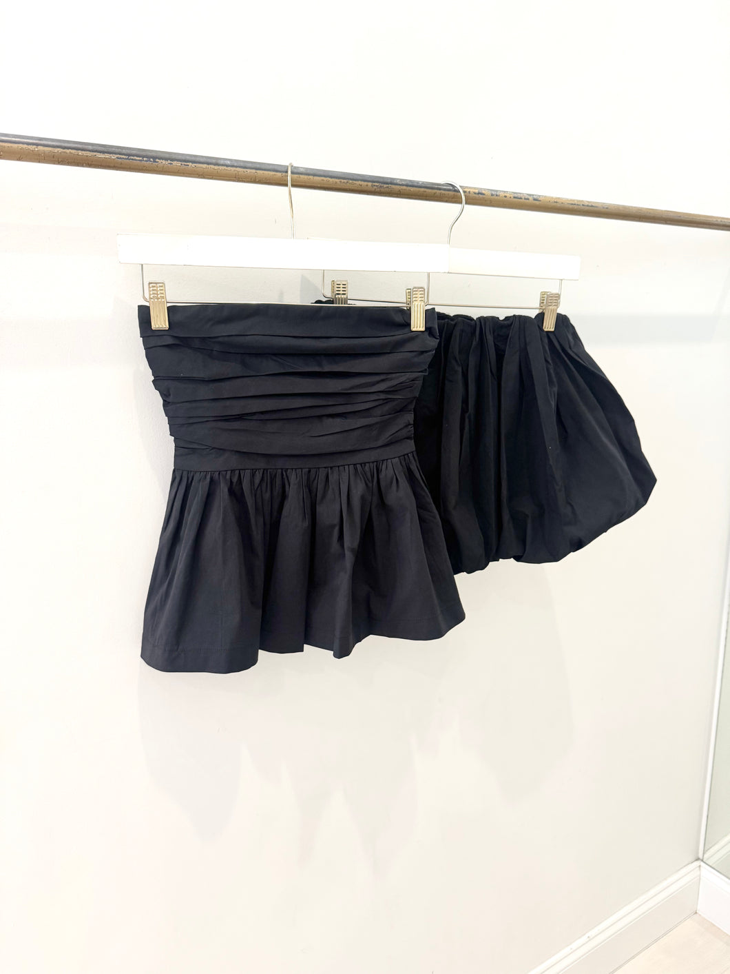 Bubble Peplum Tube Top Short Set