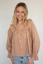 Load image into Gallery viewer, Gingham Long Sleeve Ruffle Top
