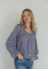 Load image into Gallery viewer, Gingham Long Sleeve Ruffle Top
