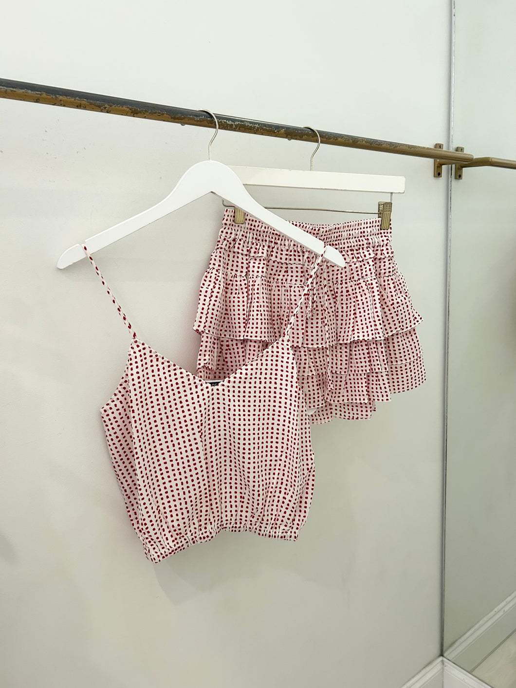 Polka Dot Smocked Skirt Set