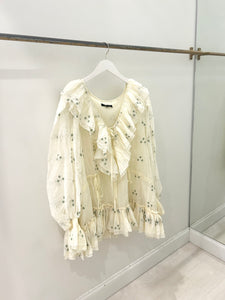 Butter Yellow Embroidered Ruffle Mini Dress