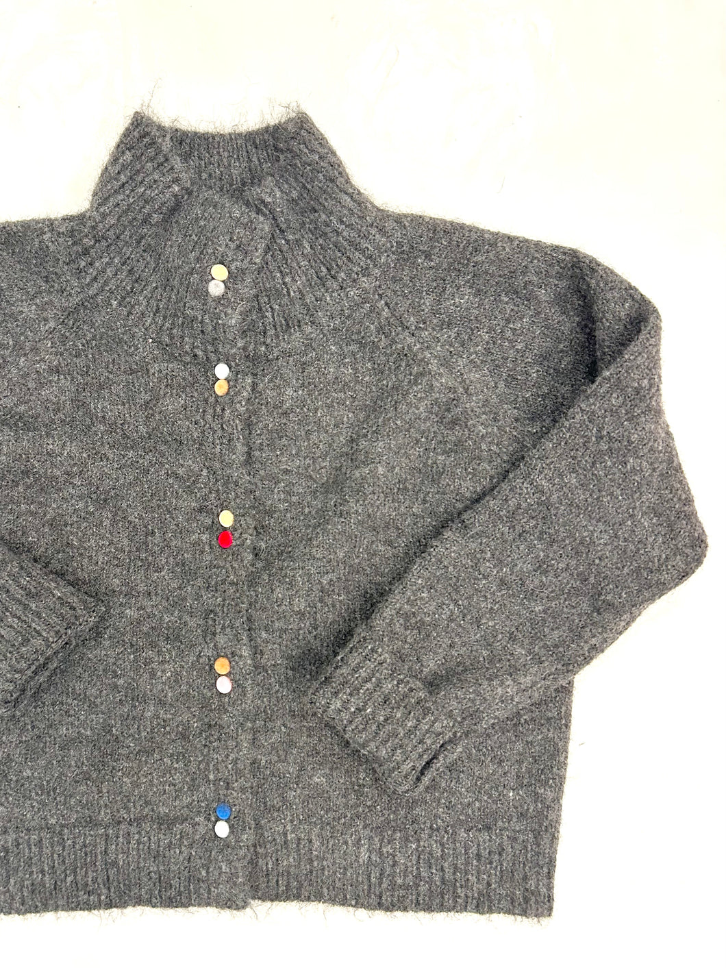 Mock Neck Cardigan with Button Detail