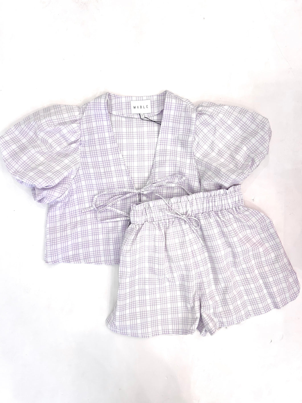Plaid Bow Tie Short Set