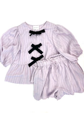 Load image into Gallery viewer, Stripe Bow Short Sleeve Bow Set
