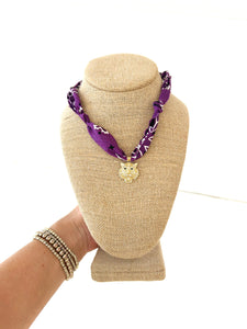 Charm Scarf Necklace with Tie