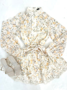 Citrus Floral Embroidered Lace Mini Dress