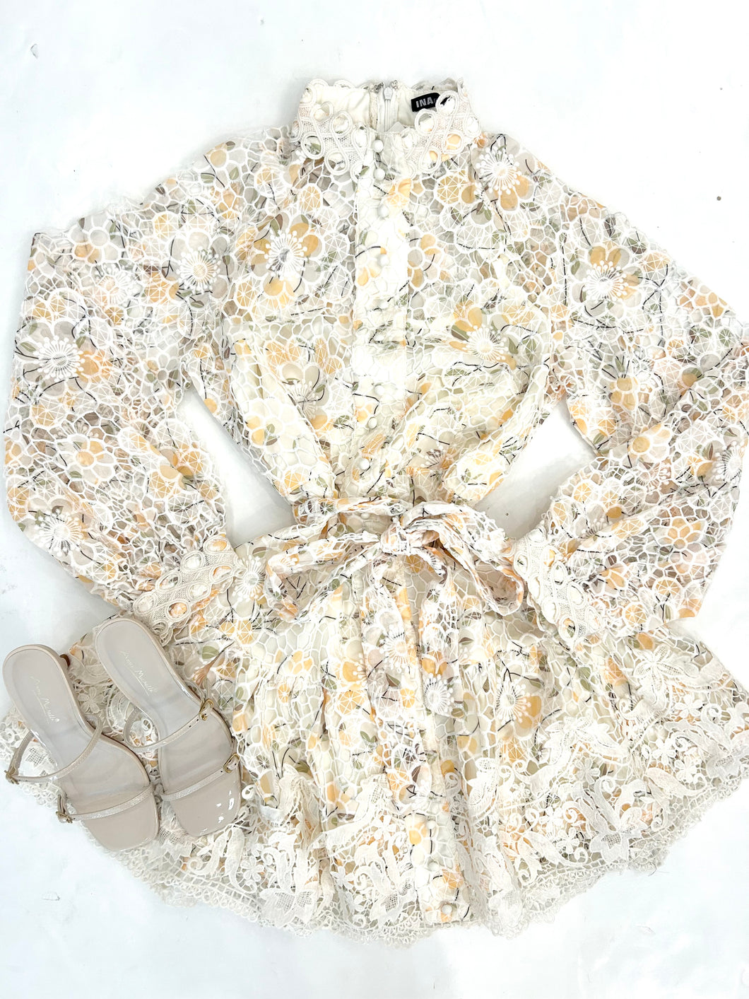 Citrus Floral Embroidered Lace Mini Dress