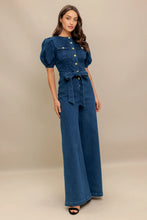 Load image into Gallery viewer, Puff Sleeve Denim Jumpsuit
