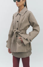 Load image into Gallery viewer, Brown Gingham Trench
