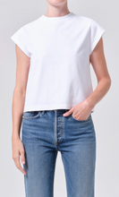 Load image into Gallery viewer, Bryce Long Line Cap Sleeve Tee in White
