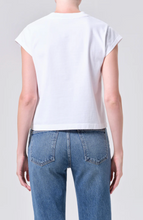 Load image into Gallery viewer, Bryce Long Line Cap Sleeve Tee in White
