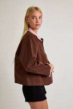 Load image into Gallery viewer, Gingham Contrast Trim Collared Shacket Jacket
