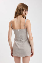 Load image into Gallery viewer, Gingham Wide Strap Plain Mini Dress
