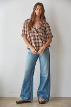 Load image into Gallery viewer, Plaid Ruffle V-Neck Blouse
