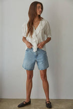 Load image into Gallery viewer, Woven Cotton V-Neck Short Sleeve Top
