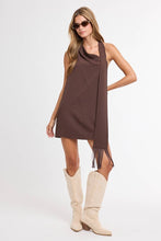 Load image into Gallery viewer, Cowl Neck Fringe Halter Mini Dress
