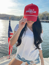 Load image into Gallery viewer, Living the American Dream - Red Vintage Trucker Hat
