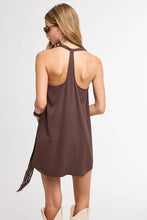 Load image into Gallery viewer, Cowl Neck Fringe Halter Mini Dress
