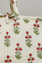 Load image into Gallery viewer, Ribbon-Tie Quilted Floral Jumbo Tote Bag
