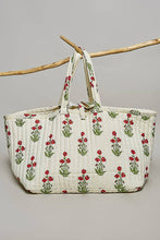 Load image into Gallery viewer, Ribbon-Tie Quilted Floral Jumbo Tote Bag
