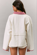 Load image into Gallery viewer, Ivory Jacket with Red Gingham Detail
