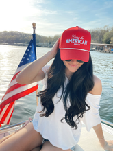 Load image into Gallery viewer, Living the American Dream - Red Vintage Trucker Hat
