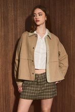 Load image into Gallery viewer, Gingham Contrast Trim Collared Shacket Jacket
