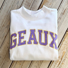 Load image into Gallery viewer, GEAUX Varsity Mockneck Sweatshirt-white
