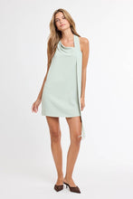 Load image into Gallery viewer, Cowl Neck Fringe Halter Mini Dress
