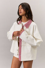 Load image into Gallery viewer, Ivory Jacket with Red Gingham Detail
