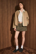 Load image into Gallery viewer, Gingham Contrast Trim Collared Shacket Jacket
