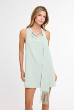 Load image into Gallery viewer, Cowl Neck Fringe Halter Mini Dress
