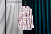 Load image into Gallery viewer, Floral Belted Long Sleeve Shirt Dress
