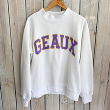 Load image into Gallery viewer, GEAUX Varsity Mockneck Sweatshirt-white
