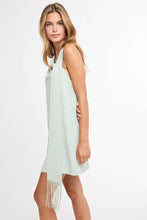 Load image into Gallery viewer, Cowl Neck Fringe Halter Mini Dress
