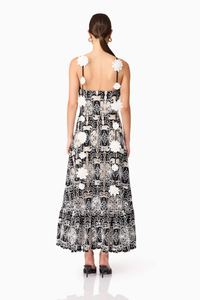 Jolie Floral Midi Dress in Black