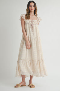 Tiered Floral Maxi Dress With Ruffled Sleeve