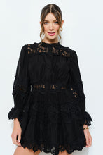 Load image into Gallery viewer, Delicate Lace-panel Button-up Flare Mini Dress
