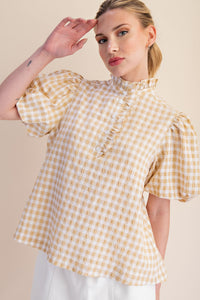 Ruffle Collar Puff Sleeve Top