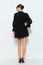 Load image into Gallery viewer, Delicate Lace-panel Button-up Flare Mini Dress
