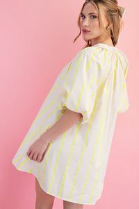 Puff-sleeve Mini Shift Dress