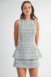 Tweed Peplum Mini Romper